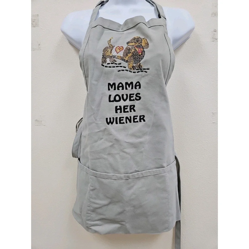 Apron Dog Mama Loves Her WeinerDog Dachshund Cooking Art Crafts Kitchen Pockets